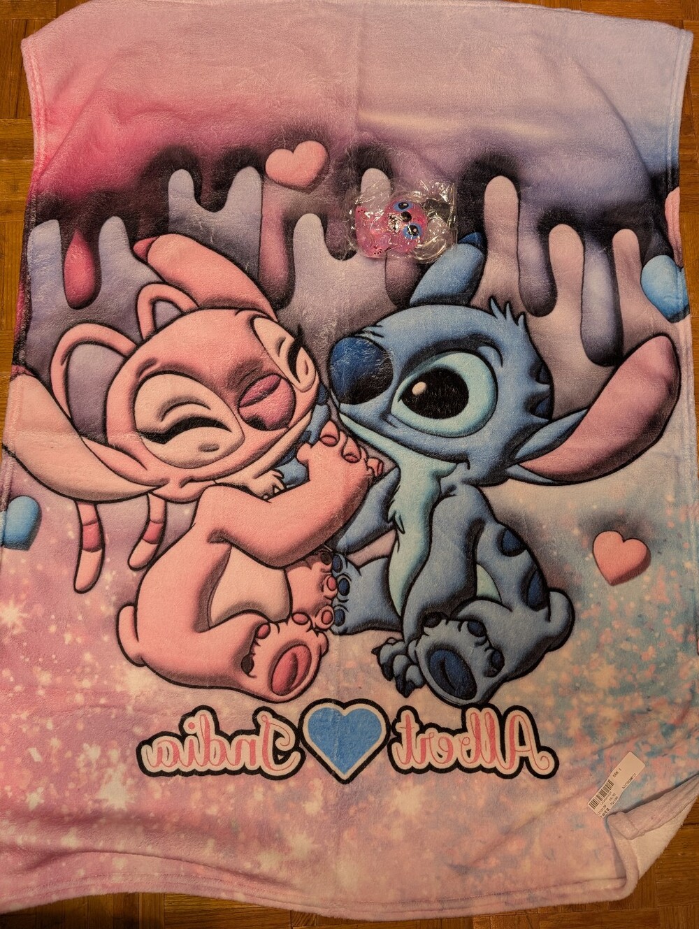 Stitch & Angel Heart Print Plush Throw Blanket Plus Stitch Squishy